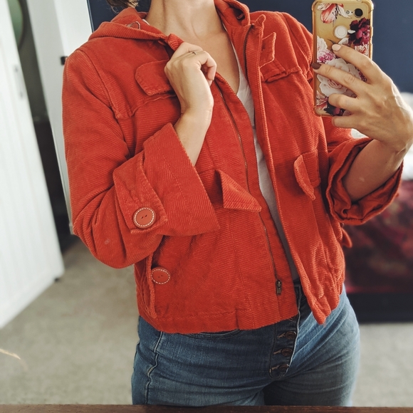 Anthro Elevenses Cropped Corduroy Lightweight Spring Jacket Coat - Picture 8 of 8